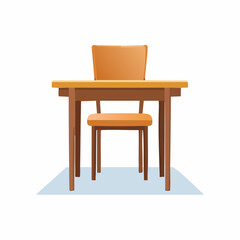 Wooden furniture including a table and chairs in a brown dining room