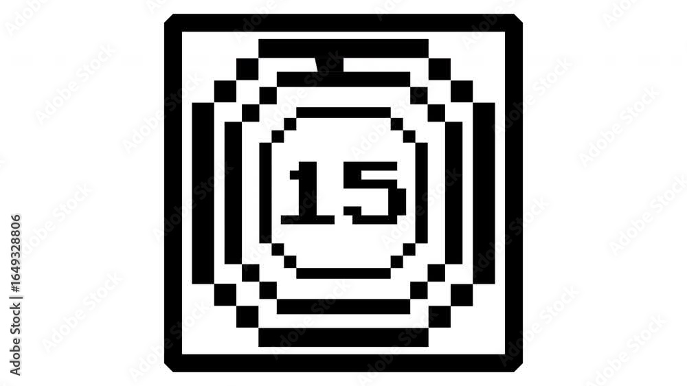 Poster retro-style 8-bit countdown animation in 4k resolution, counting from 20 to 0 seconds. perfect for i