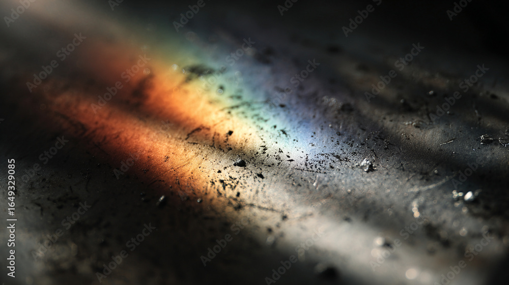 Poster Soft rainbow light spills over textured surface with feathered transitions, creating serene and colorful effect