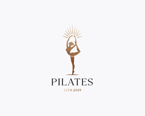 beauty elegant sport pilates studio logo template