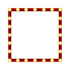 Vintage Circus square Light Sign, frame decoration, show, theater announcement campaign event hand drawn on transparent background

