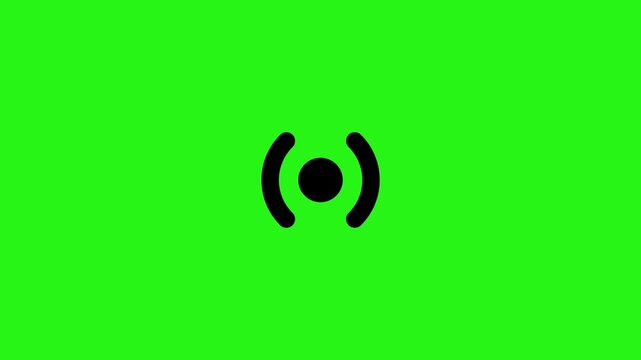 Animated sensor or wireless signal symbol over green screen background in 4K resolution