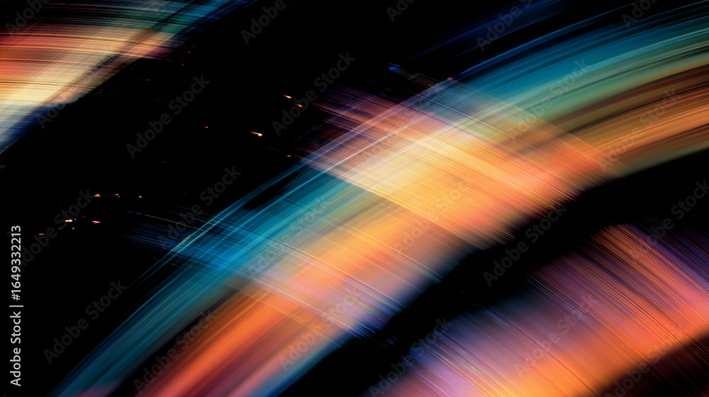 Poster colorful prismatic arcs crossing diagonally with blurred effect create dynamic and vibrant abstract 