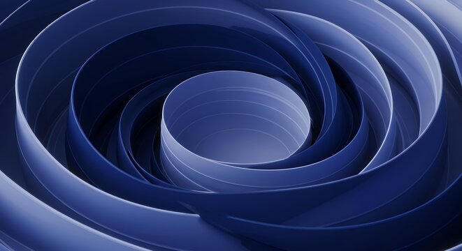 Abstract blue spiral tunnel with concentric circular rings creating depth perspective for modern technology digital background design