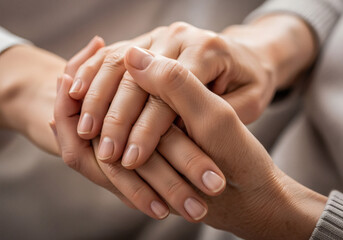 Close Up of Young and Aged Hands Holding Each Other