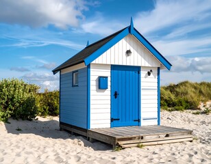 Beach hut on sandy shore (1)