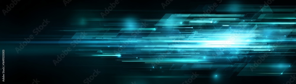 Poster ethereal dark blue abstract background with shimmering light effects and glowing particles creating 