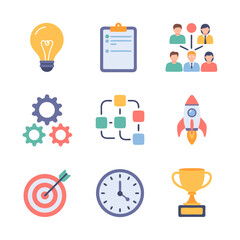 Business strategy planning process with team collaboration and creative ideas in vector format