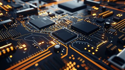 Obraz premium The Background of Technology Circuit Chips: From Early Semiconductor Foundations to Advanced Integrated Systems, Encompassing Evolution of Manufacturing Processes, Materials Science Breakthroughs