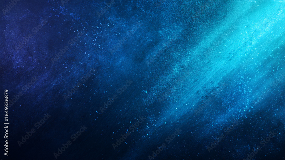 Poster deep indigo background with cyan light leak sweeping across, creating cosmic and ethereal atmosphere