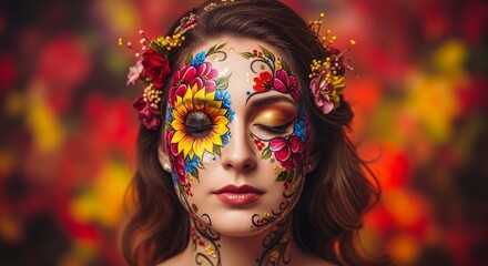 A mysterious woman with red lips and a feathered mask embodies the glamour of a Venetian carnival