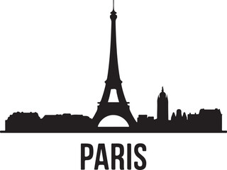 Obraz premium Paris Skyline Silhouette Vector on White Background