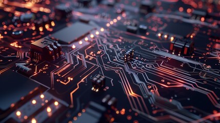 Obraz premium The Background of Technology Circuit Chips: From Early Semiconductor Foundations to Advanced Integrated Systems, Encompassing Evolution of Manufacturing Processes, Materials Science Breakthroughs