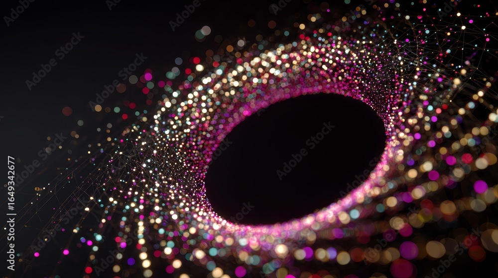 Aufkleber abstract geometric background featuring a large black circle filled with numerous smaller circular s