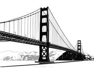 Golden gate bridge black silhouette,Golden gate bridge clip art vector