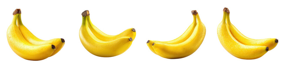 Fresh Yellow Bananas Arranged in a Row on a White Background