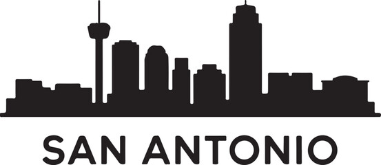 Obraz premium San Antonio Skyline Silhouette Vector on White Background