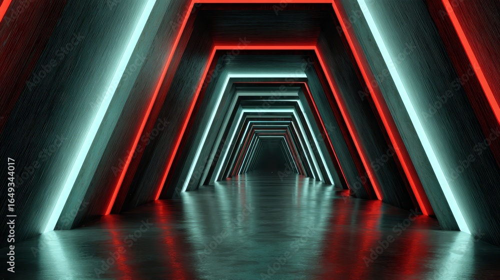 Aufkleber an immersive journey through a futuristic abstract digital corridor a long tunnel illuminated by vib