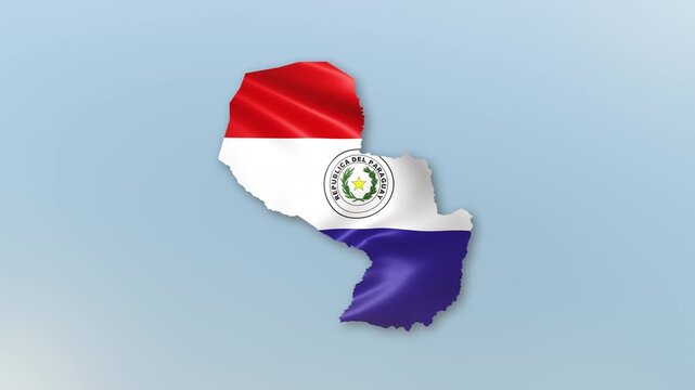 Paraguay country Flag Hoisting and Zoom to reveal the Country Border Map with Waving Flag Intro which is useful for news, political events, sports intros and presentation.