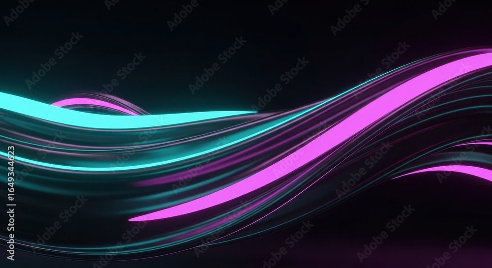 Poster luminous wave patterns abstract design with vibrant colors for futuristic concepts