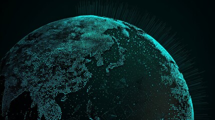 Digital rendering of a stylized globe highlighting a complex international network of interconnected points and glowing lines symbolizing global data communication and logistics