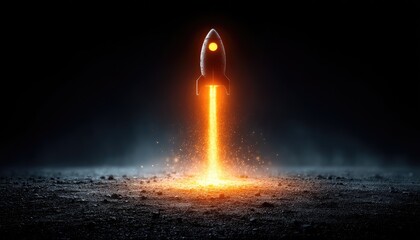 Obraz premium Rocket launch, dark background