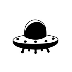 Black vector illustration of a UFO flying saucer, isolated on white, perfect for alien, science fiction, space mystery, and extraterrestrial-themed designs