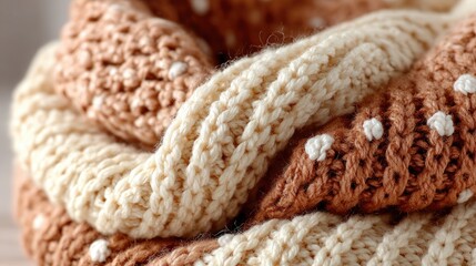 Fototapeta premium Close-up of a knitted, two-toned scarf