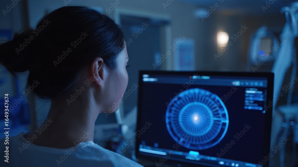 Poster medium shot featuring an aipowered camera screen displaying wound depth analysis