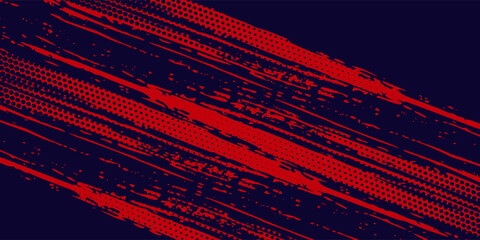 Fototapeta premium Halftone dots red and blue color pattern gradient grunge texture background. Dot pop art comic sport style vector illustration.