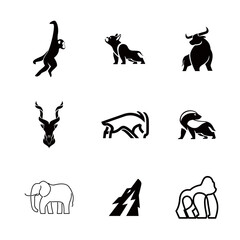 Fototapeta premium Silhouette Icons of Various Wild Animals