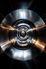 An aerial shot of a spiral staircase in a modern building, looking straight down to create a hypnotic geometric pattern.