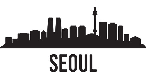 Fototapeta premium Seoul Skyline Silhouette Vector on White Background