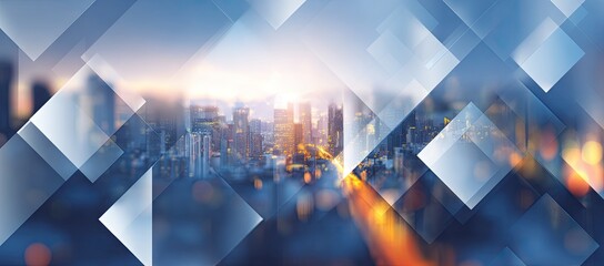 Abstract cityscape design with geometric overlays