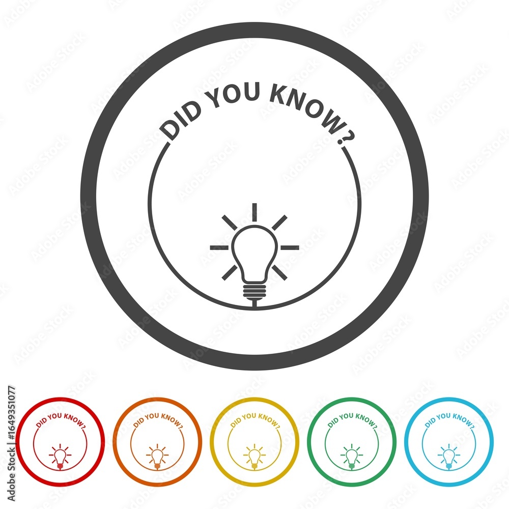 Poster did you know sign icon. set icons in color circle buttons