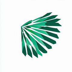 geometric parrot wing logo angular feathers in green white background
