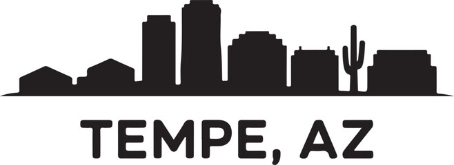 Fototapeta premium Tempe Arizona Skyline Silhouette Vector on White Background
