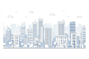 Fototapeta premium Cityscape Illustration with Buildings