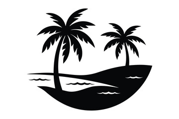 Black Palm Tree silhouette vector, Set of Palm Tree silhouette 