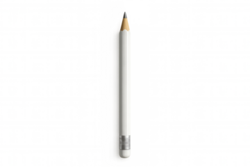 Realistic white pencil isolated on transparent background, ideal for educational or creative projects