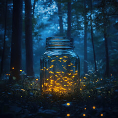 Glass jar filled with firefly