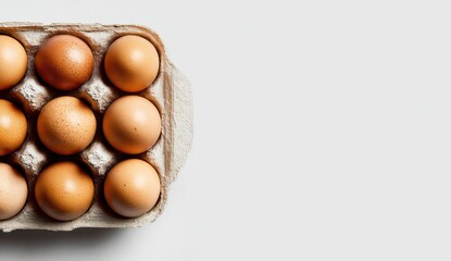Carton of eggs on a light gray background