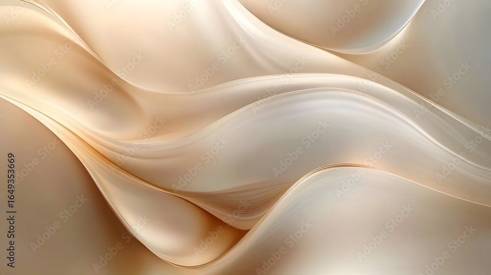Poster soft beige waves flowing in elegant abstract background design