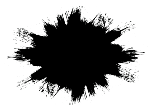 Watercolor on clean white background. Amorphous blob with slightly jagged starburst outline. Edges are composed of thin frayed brush strokes radiate outwards impression messy explosive paint smear