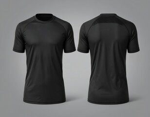 Blank template of a dark blue and yellow short sleeve cycling jersey, front and back view, isolated on white background, sportswear uniform mockup.