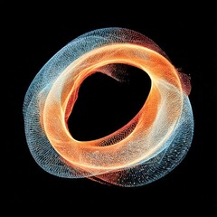 glowing ring formed from overlapping data waves in black space