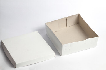 open rice box container without filling isolated on white background