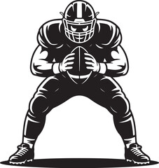 Football player ready to snap the ball, strong stance