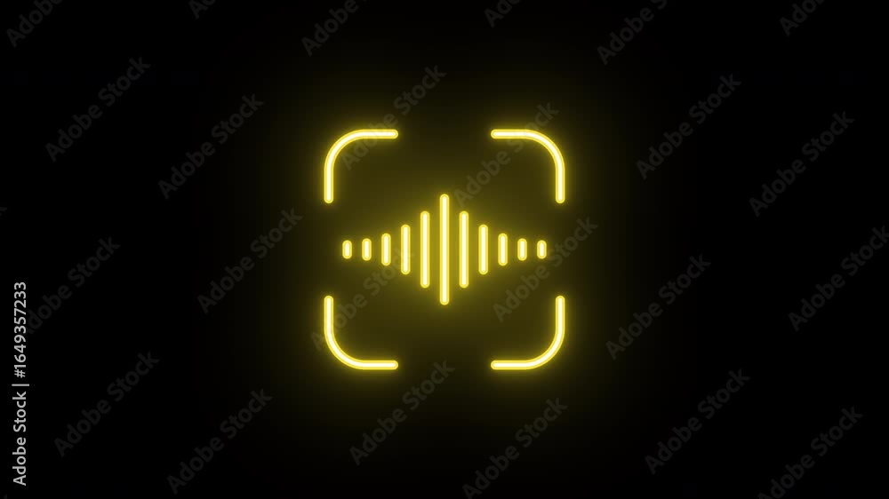 Aufkleber neon voice scan icon animation, color flicker. glowing neon sound wave icon, looped color blink anim