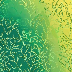 Gradient of abstract spring vines in jade and chartreuse minimalist line art  raw